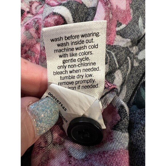 EVRI Long Floral Shirt Dress Rayon Stretch Waist Plus Size 3X - Picture 8 of 9